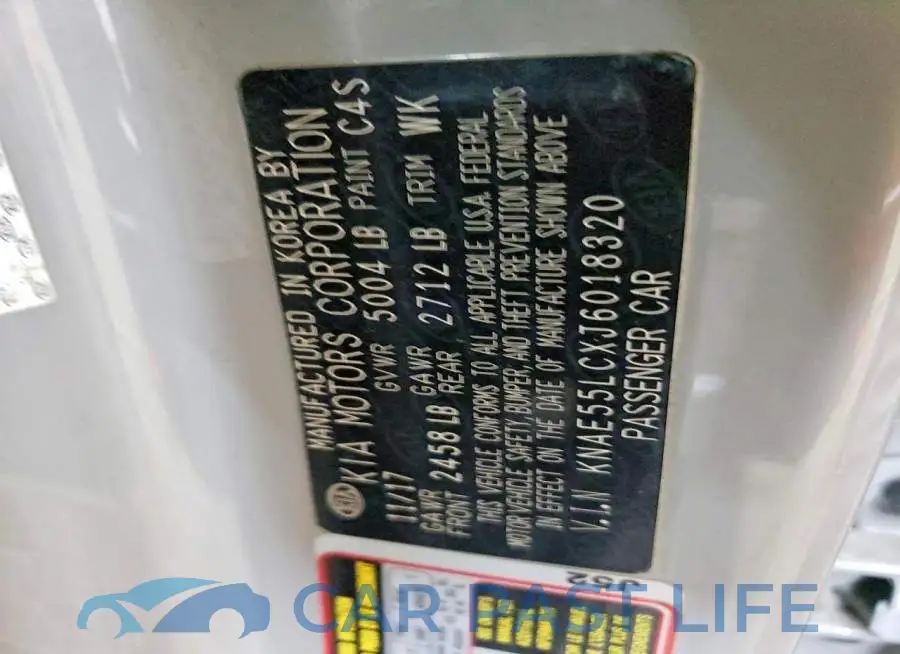 KNAE55LCXJ6018320# 12