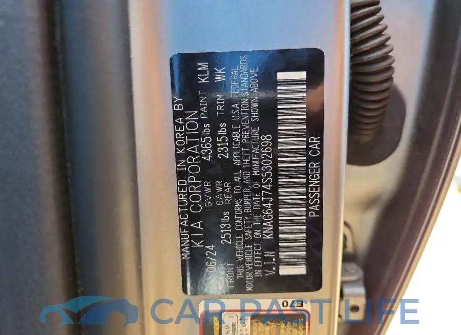 KNAG64J74S5302698# 12