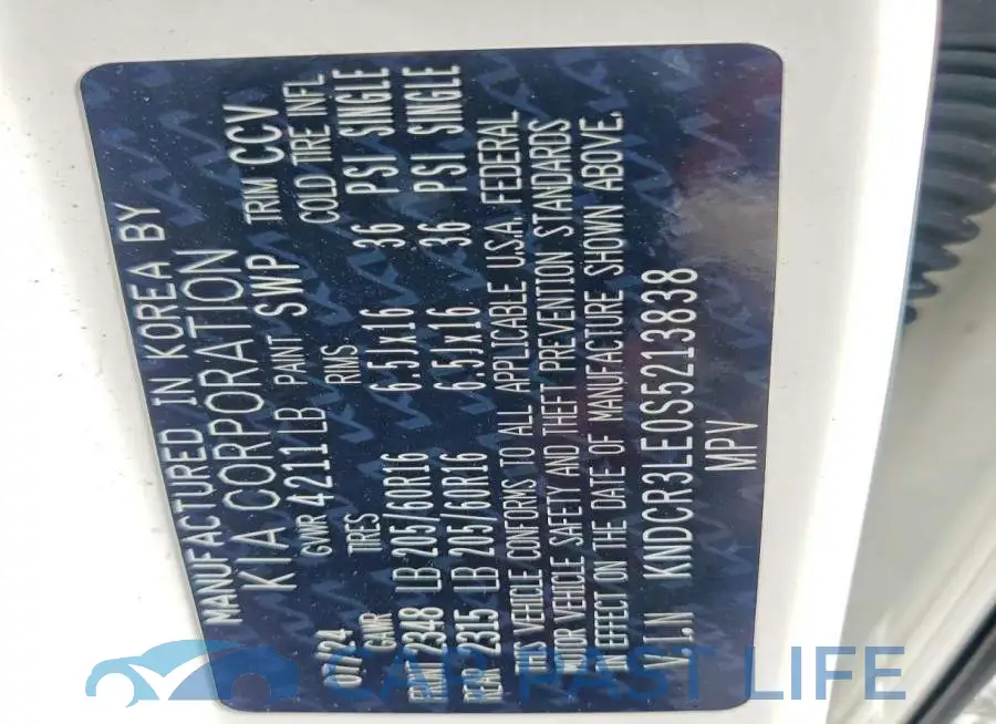 KNDCR3LE0S5213838# 12