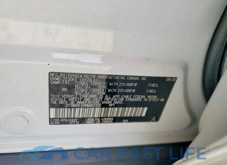 2T3B6RFV0MW003125# 13