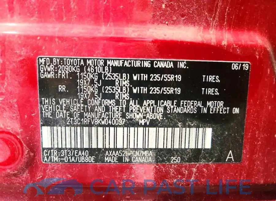 2T3C1RFV8KW040097# 13