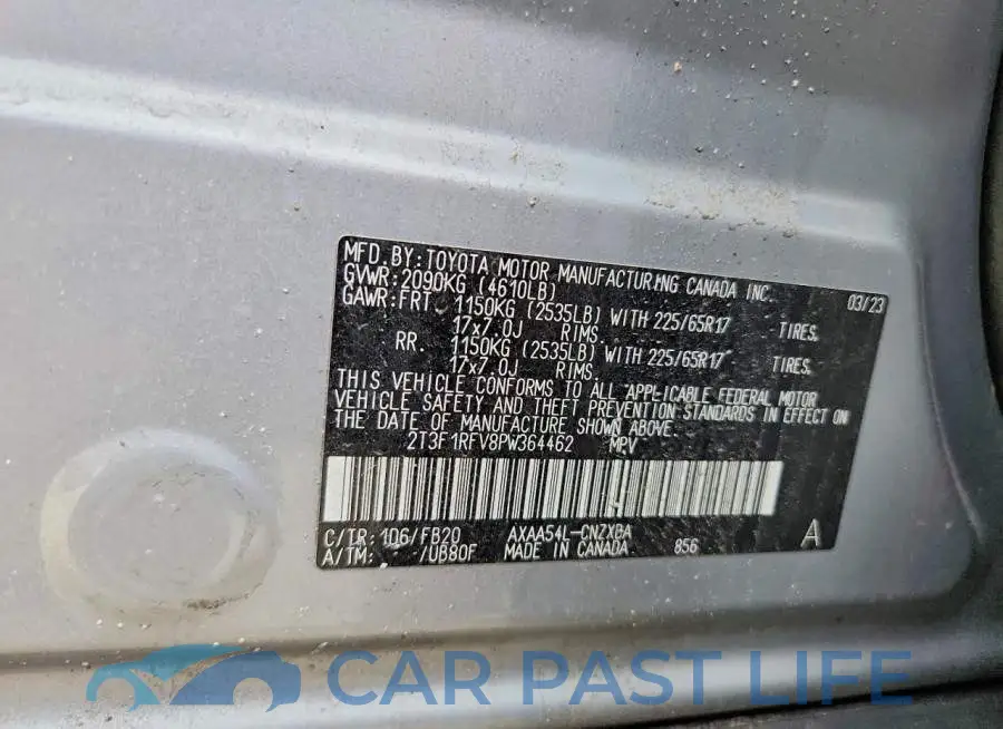 2T3F1RFV8PW364462# 13