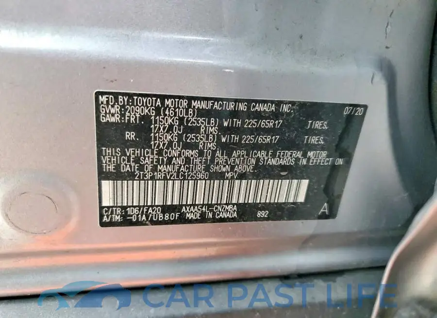 2T3P1RFV2LC125960# 13