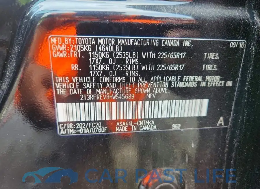 2T3RFREV8HW545689# 13