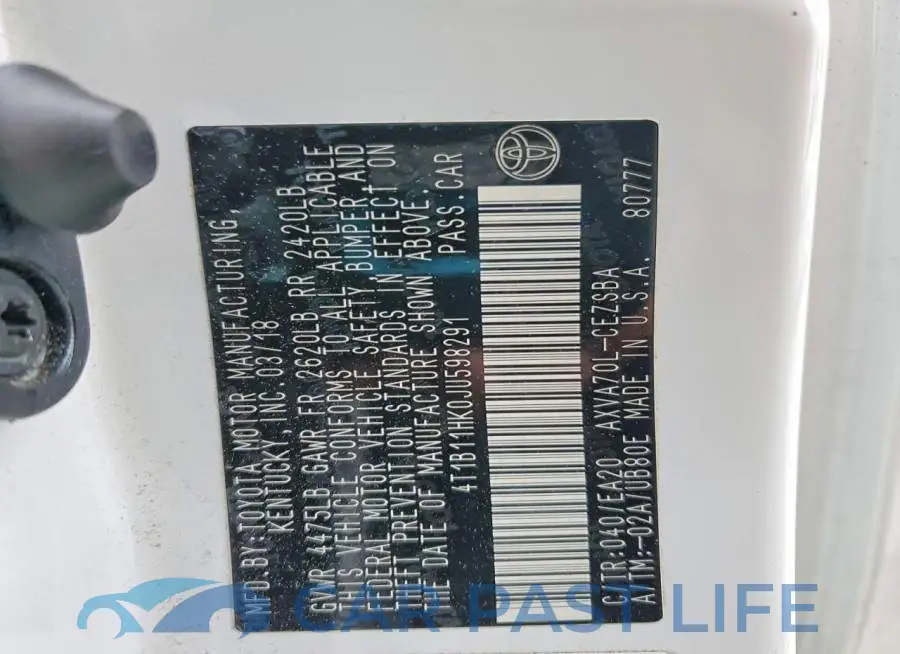 4T1B11HK0JU598291# 13