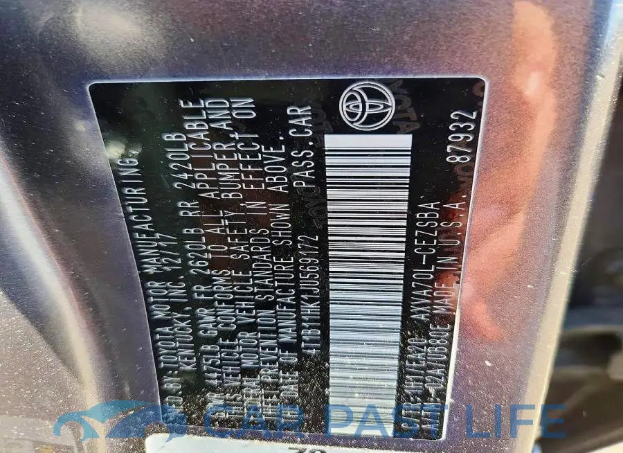 4T1B11HK1JU569172# 12