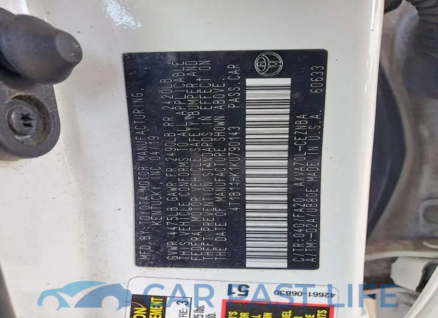 4T1B11HK1KU790143# 12