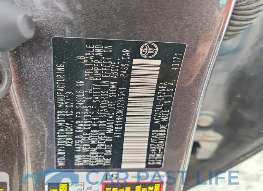 4T1B11HK3KU284541# 12