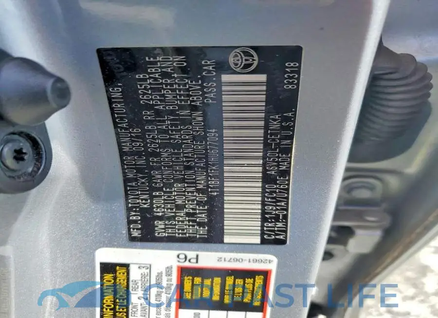 4T1BF1FK1HU677094# 12
