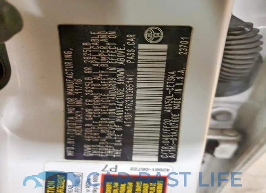 4T1BF1FK2HU365141# 12