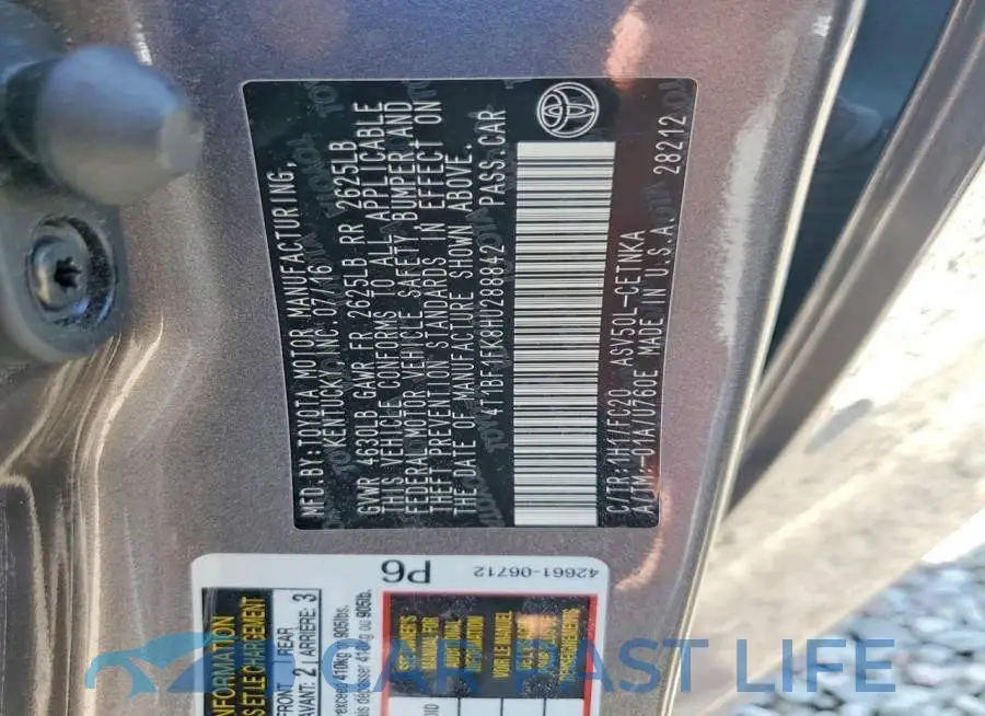 4T1BF1FK8HU288842# 12