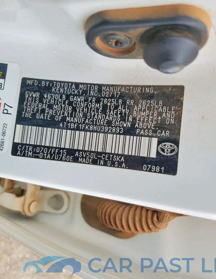 4T1BF1FK8HU392893# 12