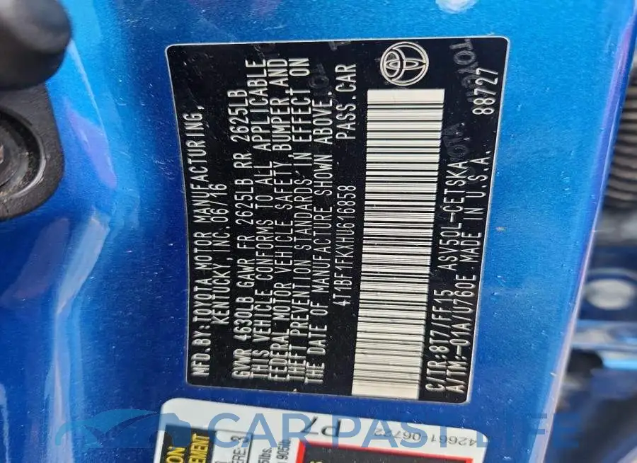4T1BF1FKXHU616858# 12