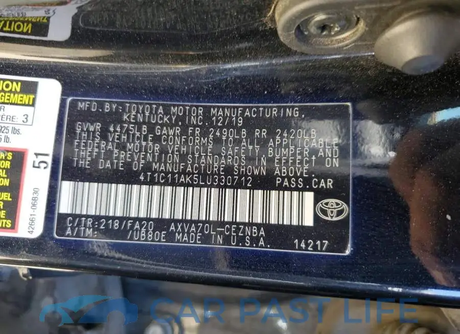 4T1C11AK5LU330712# 12