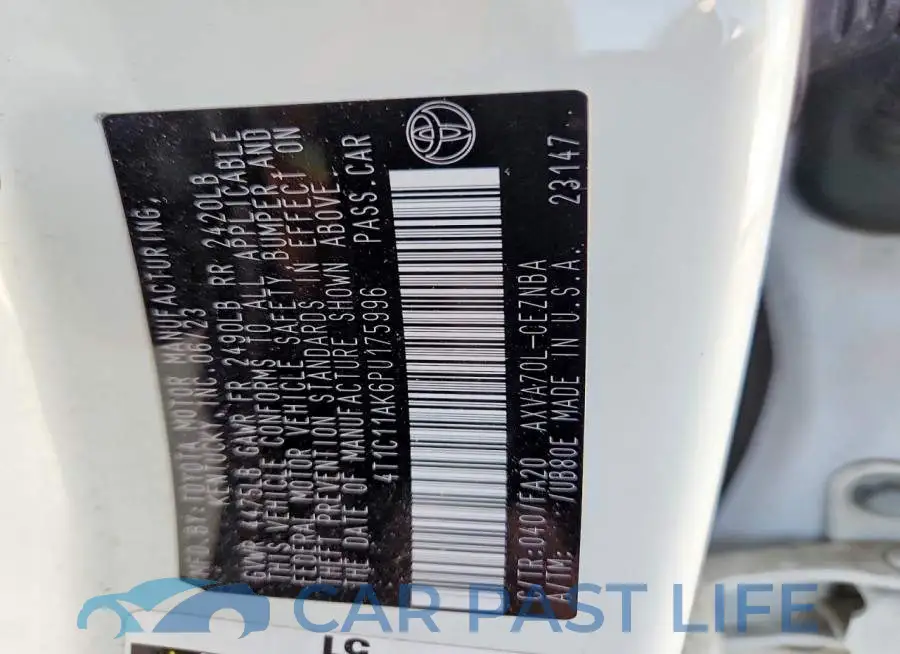 4T1C11AK6PU175996# 12