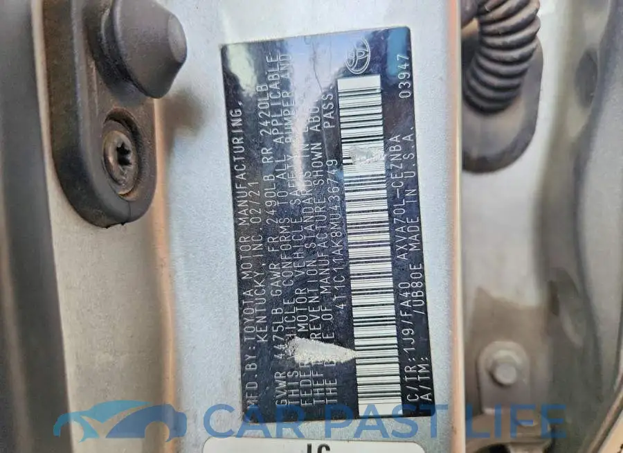 4T1C11AK8MU436749# 12