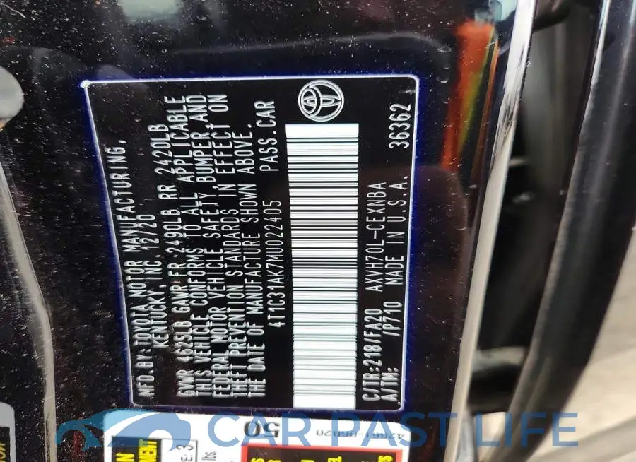 4T1C31AK7MU022405# 12