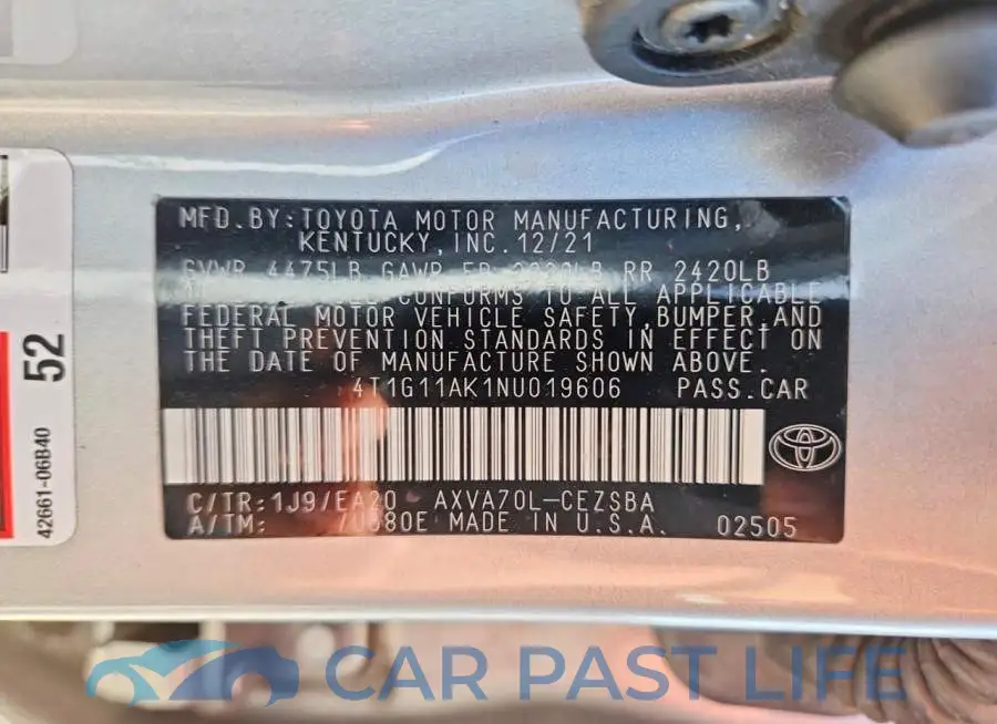 4T1G11AK1NU019606# 12