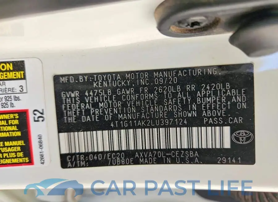 4T1G11AK2LU397124# 12