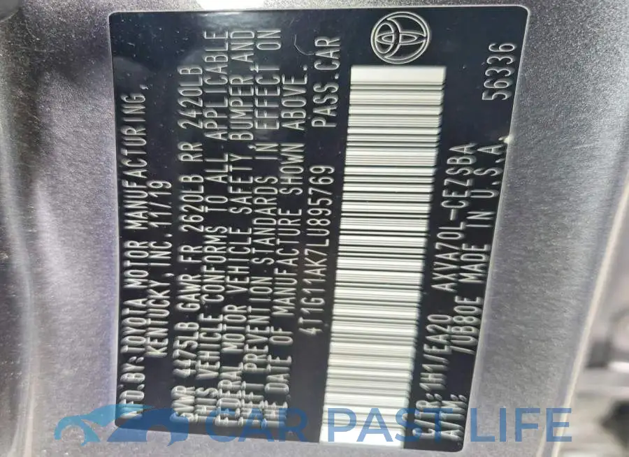 4T1G11AK7LU895769# 12