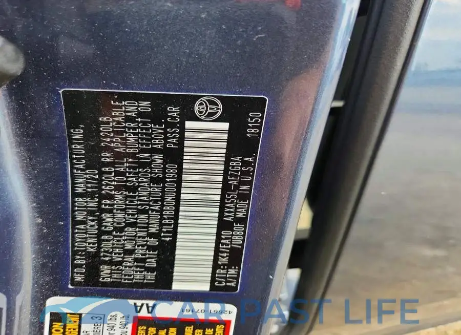4T1LB1BB0MU001980# 12