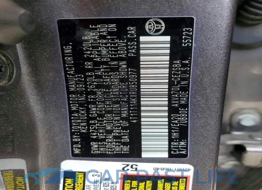 4T1T11AKXRU850977# 12