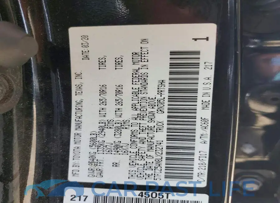 5TFCZ5AN8LX232741# 12