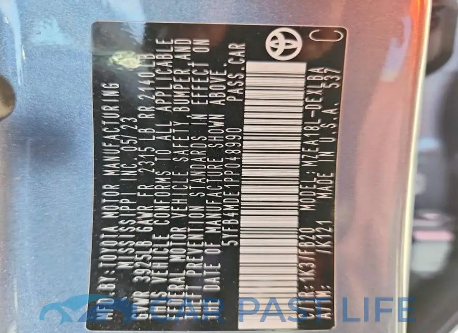 5YFB4MDE1PP048990# 12