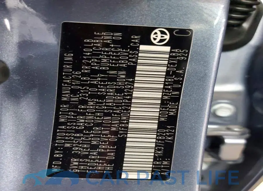 5YFB4MDE2TP412974# 12