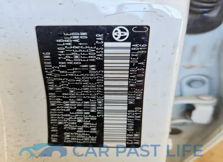 5YFB4MDE7PP010275# 12