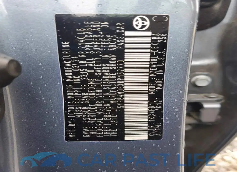 5YFB4MDEXRP152770# 12