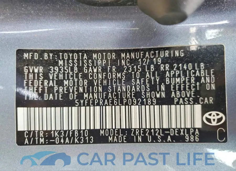 5YFEPRAE6LP092189# 12