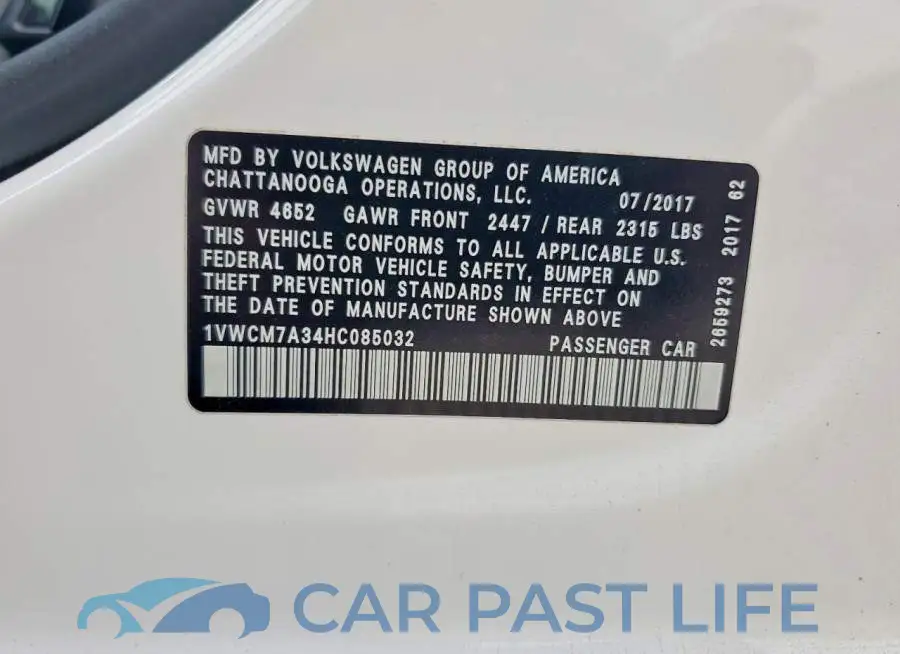 1VWCM7A34HC085032# 13