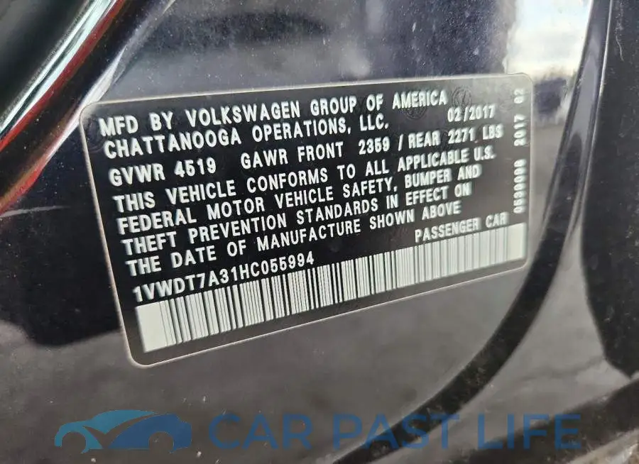 1VWDT7A31HC055994# 12