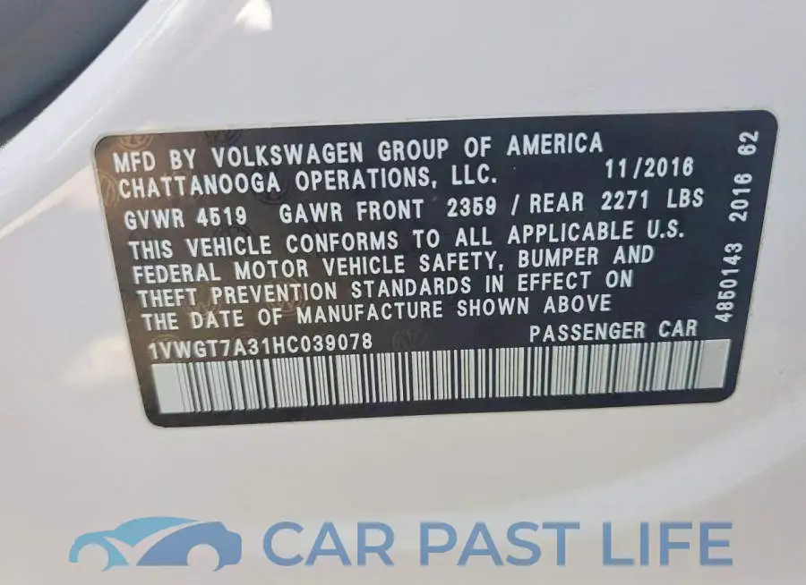 1VWGT7A31HC039078# 12
