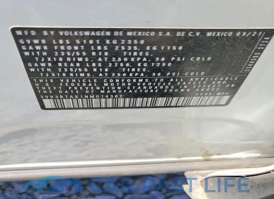 3VV3B7AX1NM014362# 13
