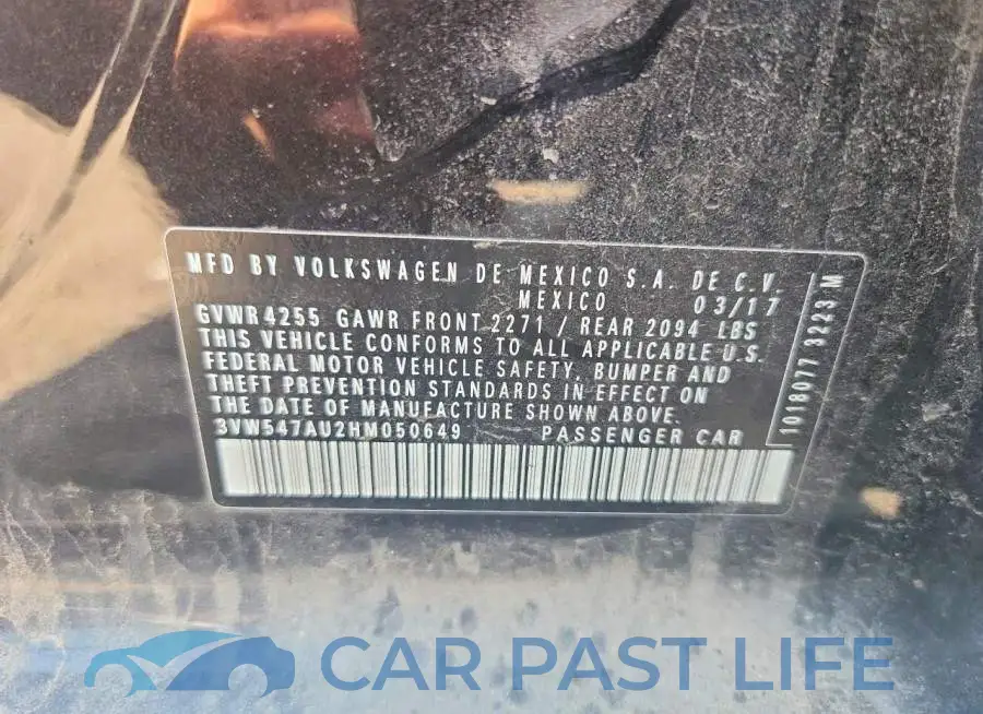 3VW547AU2HM050649# 12