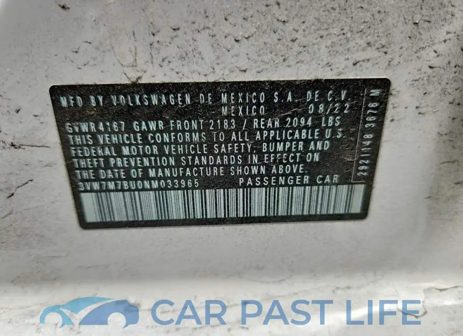 3VW7M7BU0NM033965# 12