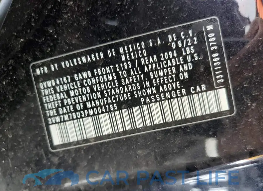 3VW7M7BU3PM004785# 12