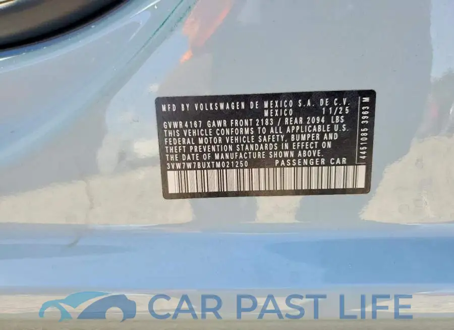3VW7W7BUXTM021250# 12
