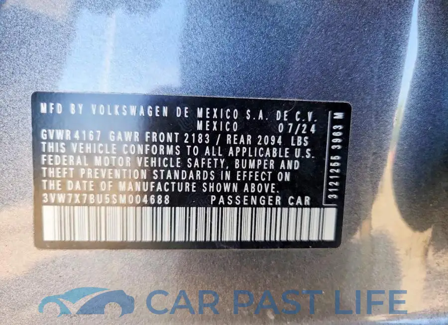 3VW7X7BU5SM004688# 12