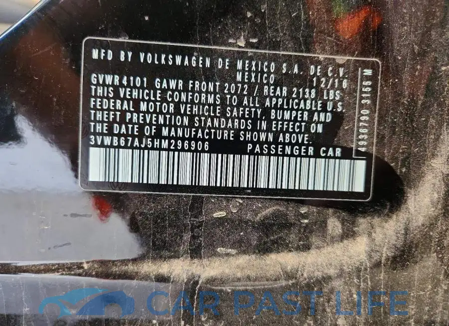 3VWB67AJ5HM296906# 12