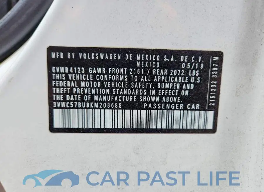 3VWC57BU8KM203688# 12