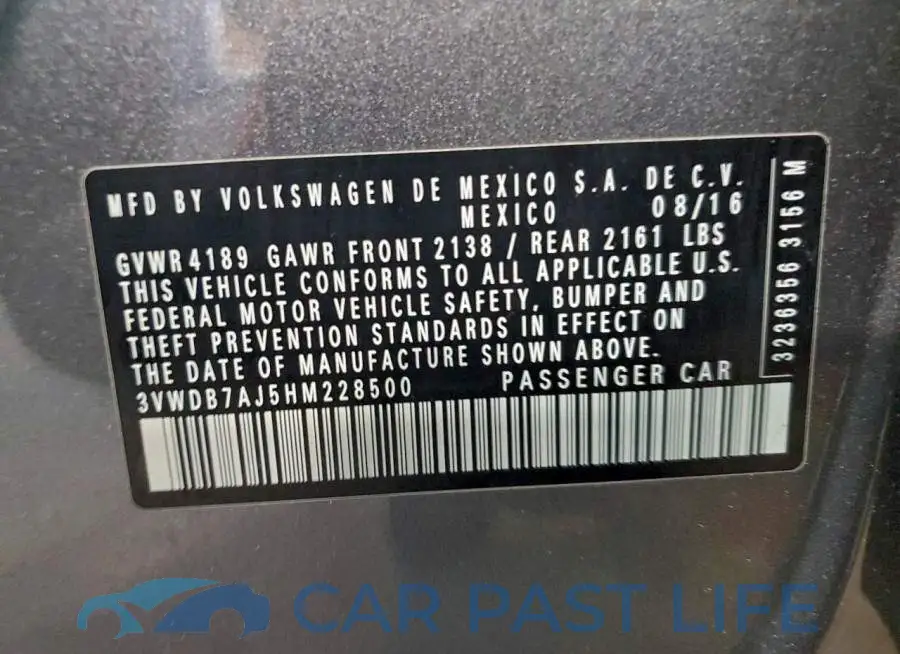 3VWDB7AJ5HM228500# 12