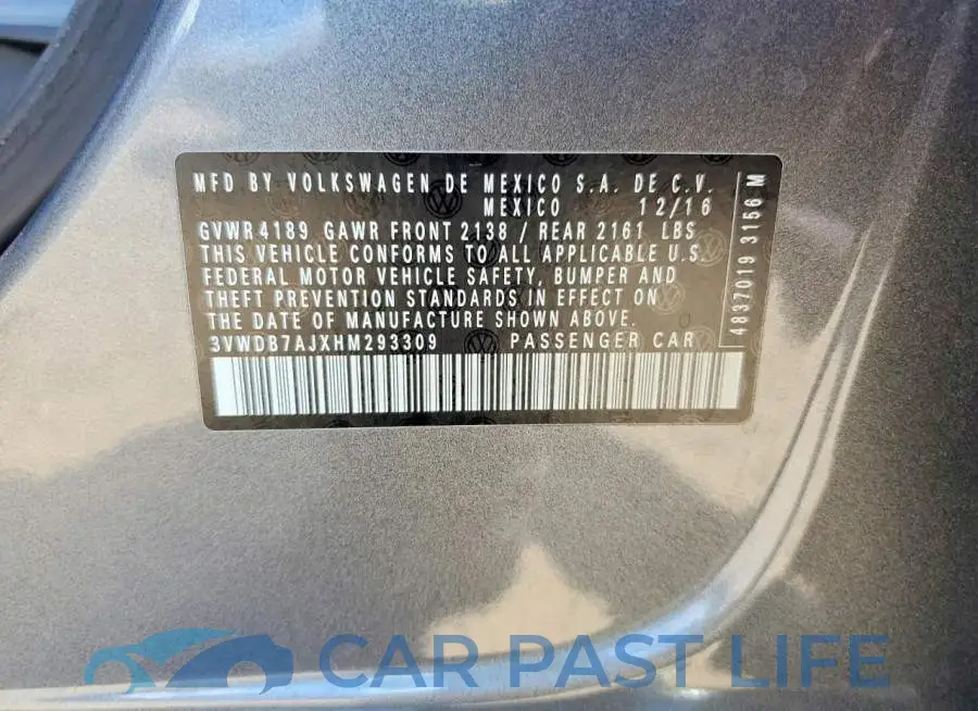 3VWDB7AJXHM293309# 12
