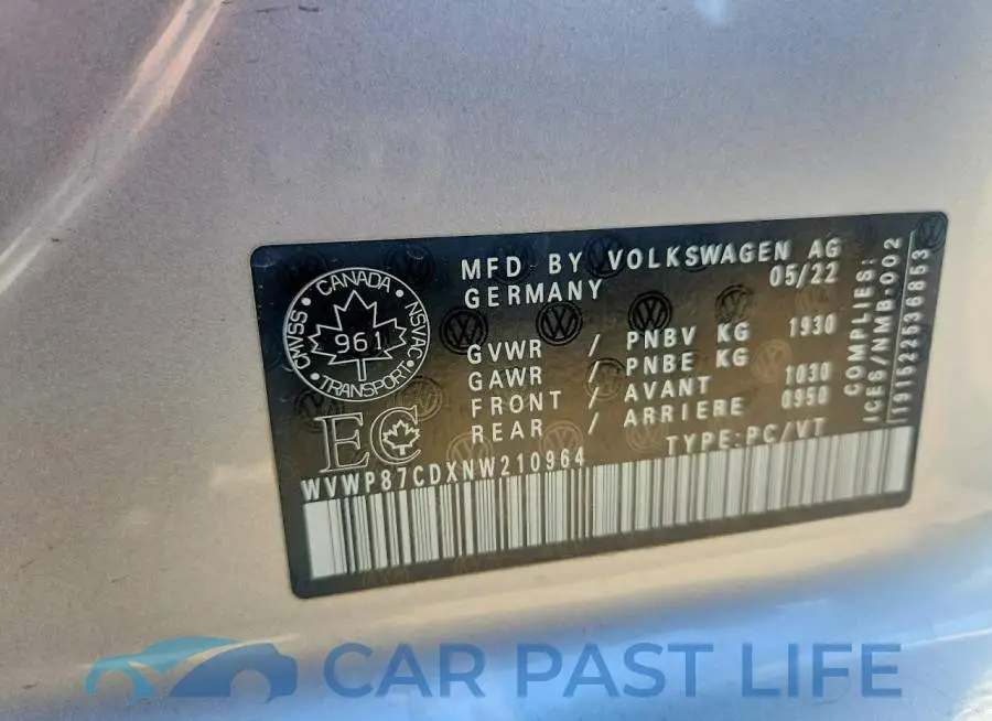 WVWP87CDXNW210964# 13