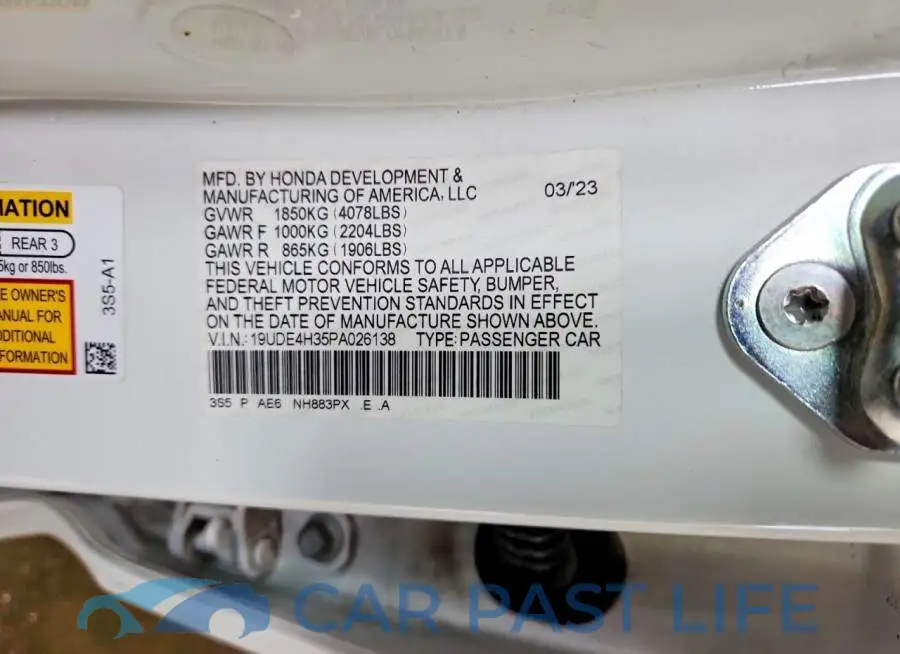 19UDE4H35PA026138# 12