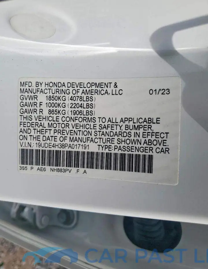 19UDE4H38PA017191# 12