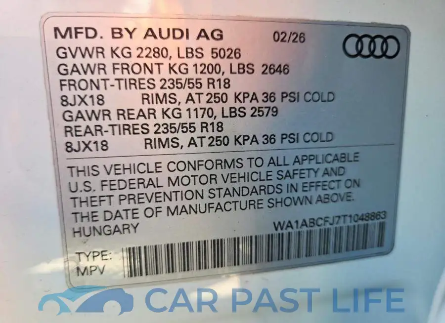 WA1ABCFJ7T1048863# 13