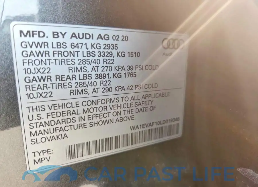 WA1EVAF10LD019345# 14